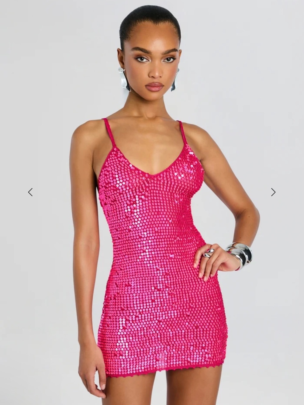 Retrofete RENATA SEQUIN CROCHET DRESS M/L $385 hyper pink nwt